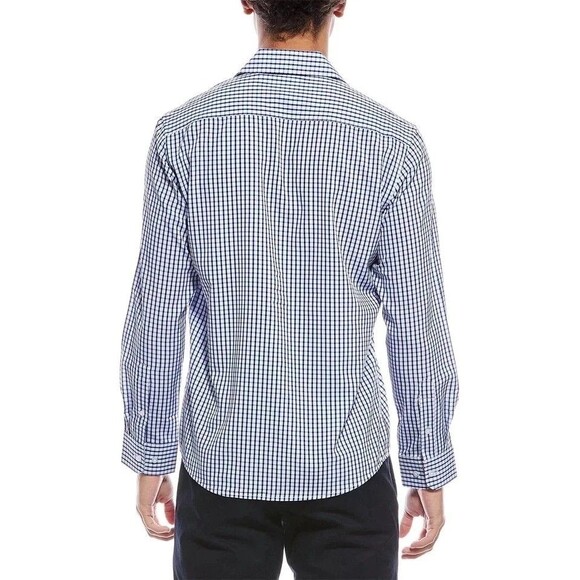 Nautica Mens Large 16-16.5 32/33 Blue Performance Slim Fit Dress Button Up Shirt - Picture 6 of 6